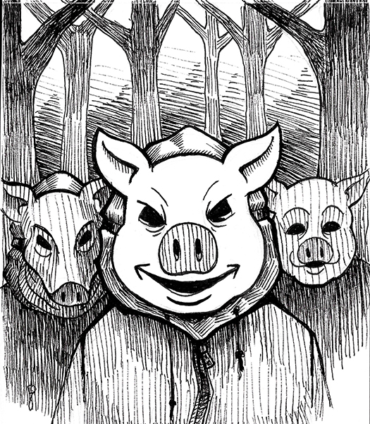 An image Pig Masked Trick or Treaters